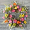 24" Mixed Geranium Poppy Wreath