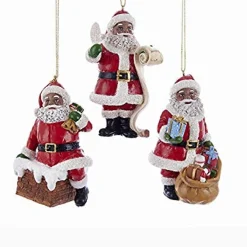 African American Santa Ornament Set/3, C7606