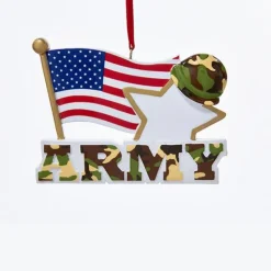 Army With American Flag Ornament For Personalization