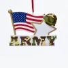 Army With American Flag Ornament For Personalization