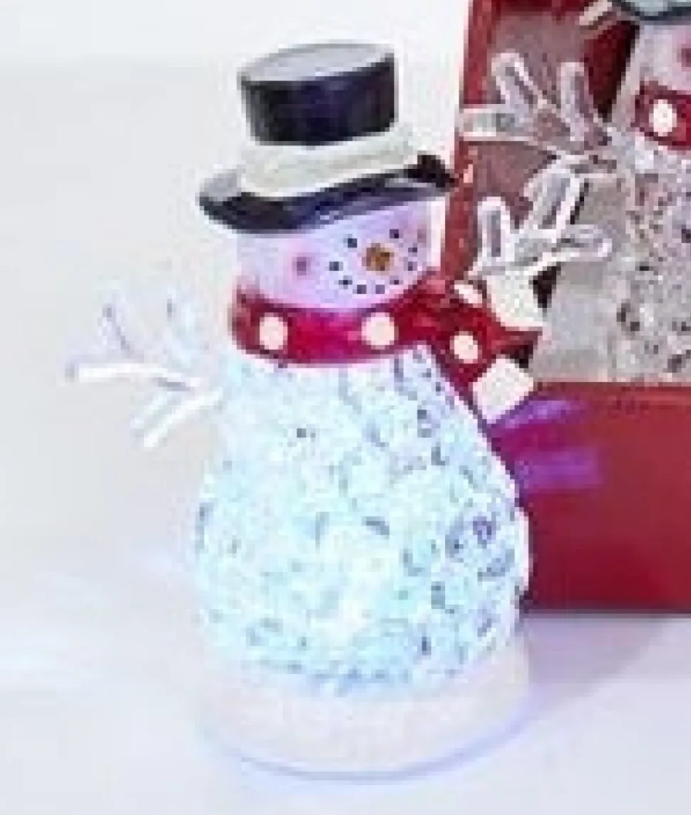 Battery-Operated Led Color Changing Light-Up Snowman/Santa