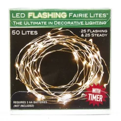 Battery-Operated 50-Light Warm White Led Fairy Twinkle Light Set