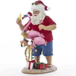 Beach Santa With Flamingos