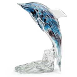 Blue Swirl Dolphin On Stand