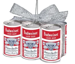 Budweiser Vintage Cans With Bow Ornament By Kurt Adler