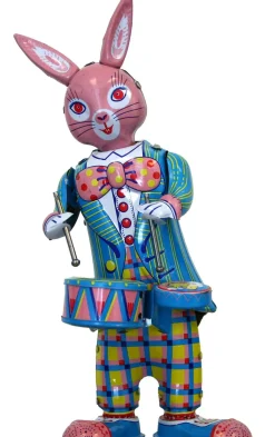 Bunny With Drums, Collectible Tin Toy, Ms298