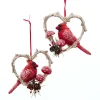 Cardinal Birds In Heart Frame Ornaments Set/2, D3892, Kurt Adler