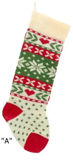 Christmas Tree And Snowflake Knitted Stockings, B0673, Kurt Adler