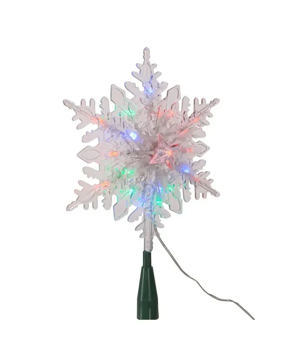 Clear Snowflake With 20 Rgb Led Lights Treetop 9", Ad2808