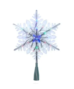 Clear Snowflake With 20 Rgb Led Lights Treetop 9", Ad2808