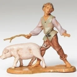 Clement Boy With Pig 5", Fontanini, 54088