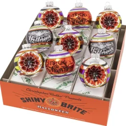 Cr, Halloween 9 Count 2.5" Decorated Rounds With Reflectors, 4028051, Radko