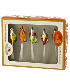 Early Years Glass Bird Clip-On Ornaments, 5-Piece Box Set, C1929, Kurt Adler