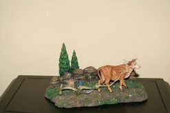 Farm Scene Field, Plow, Ox Set/3, 5" Fontanini, 55507