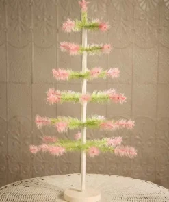 Feather Tree Green With Pink Tips 24″