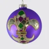 Glass Round Fleur De Lis Ornament