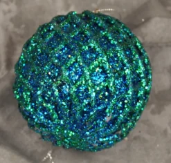 Glittered 2 Tone Peacock Ball Orn