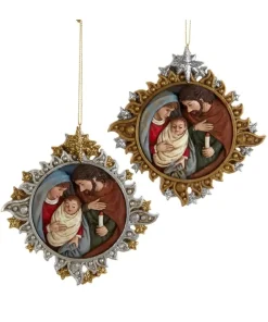 Gold And Silver Nativity Family Ornaments, 2 Assorted, E0678, Kurt Adler
