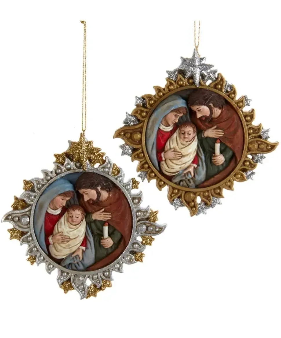 Gold And Silver Nativity Family Ornaments, 2 Assorted, E0678, Kurt Adler