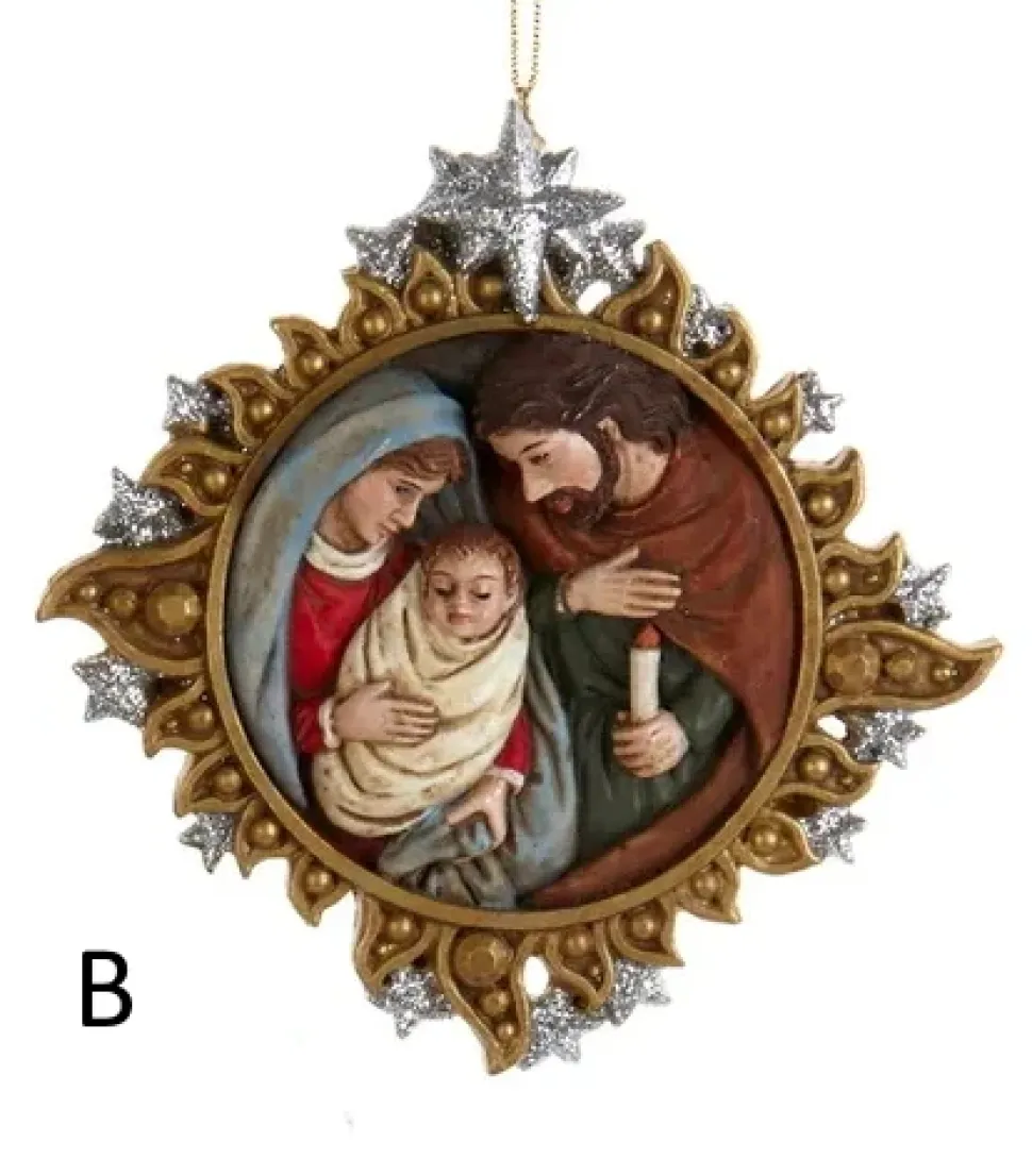 Gold And Silver Nativity Family Ornaments, 2 Assorted, E0678, Kurt Adler