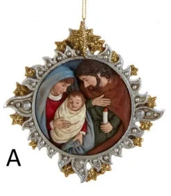 Gold And Silver Nativity Family Ornaments, 2 Assorted, E0678, Kurt Adler