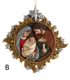 Gold And Silver Nativity Family Ornaments, 2 Assorted, E0678, Kurt Adler