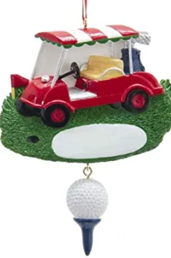 Golf Cart And Tee Ornament For Personalization, A2015, Kurt Adler