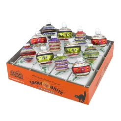 Halloween 12 Piece Rounds And Shapes W/Tinsel, Shiny Brites