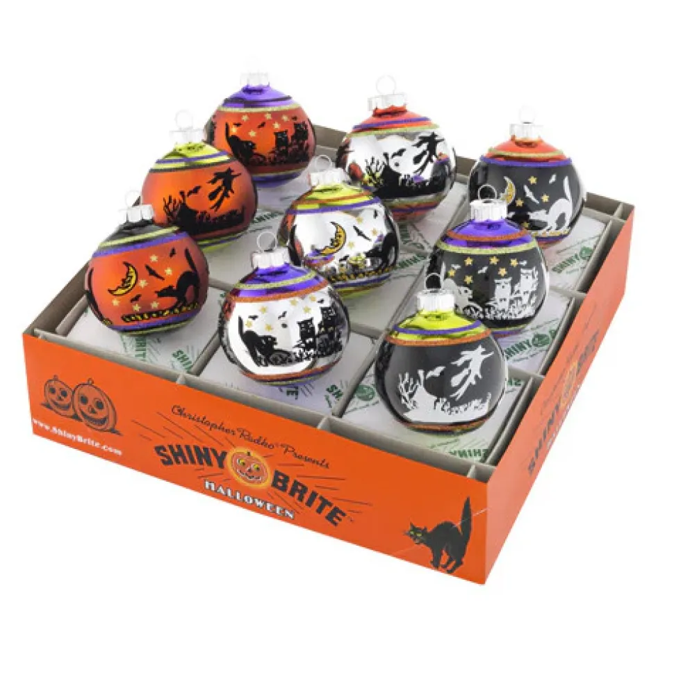 Halloween 9 Piece Signature Flocked Ombre, Shiny Brites