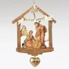 Holy Family Stable Event Ornament With Heart 4", Fontanini, 57012