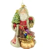 Huras, 2021 Santa With Tree Glass Ornament Dated Lantern, S494