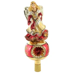 Huras, Angel On Scrolled Reflector Tree Topper Finial Sunburst, T17