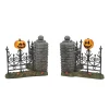 Hv, Jack Lantern Lit Fence Corners, 6007702, Halloween Village
