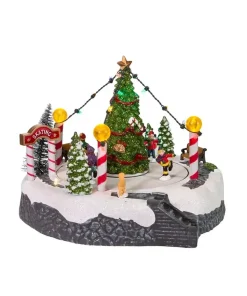 Musical Led Lighted Ice Rink With Trees Tabletop Battery Operated, C5624, Kurt Adler