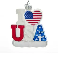 Noble Gems "I Love Usa" Glass Christmas Ornament, Nb1286, Kurt Adler