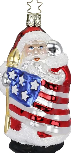 Patriotic Santa, Santa's Salut, Red White Blue, 10234S018, Inge-Glas