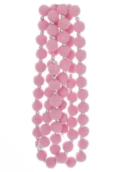 Pink Pearlized Pom Pom Garland, 6 Feet Long, H2057, Kurt Adler