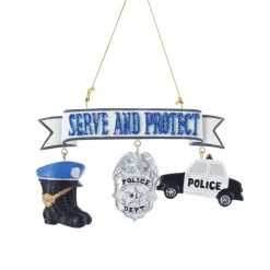 Serve And Protect Policeperson With Dangles Ornament