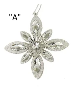 Silver Jewel Snowflake Ornaments, 2 Assorted, D2772