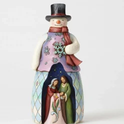 Snowman With Holy Family Scene