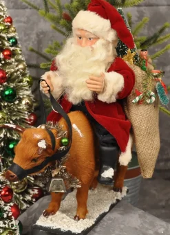St Nick On Cow By Elaine Roesle