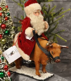 St Nick On Cow By Elaine Roesle