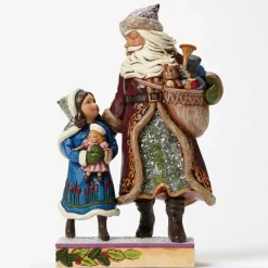 Victorian Santa Walking With Child