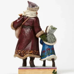 Victorian Santa Walking With Child