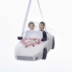 Wedding Couple In Car Ornament, Personalization, C7619