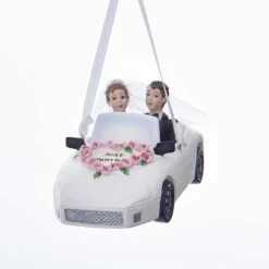 Wedding Couple In Car Ornament, Personalization, C7619