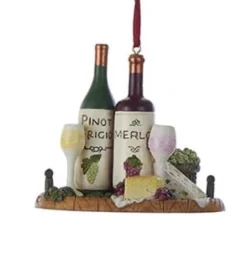 Wine And Cheese Tray Ornaments, 3 Assorted, C6759