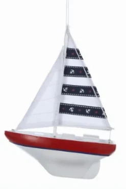 Wooden Yacht With Sails Ornament, 2 Asst, C5371