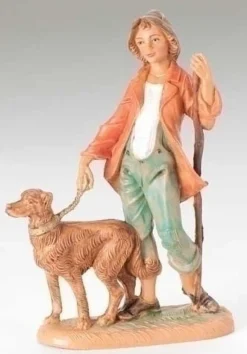 Zachariah Villager W/Dog, 5", Fontanini, 52582